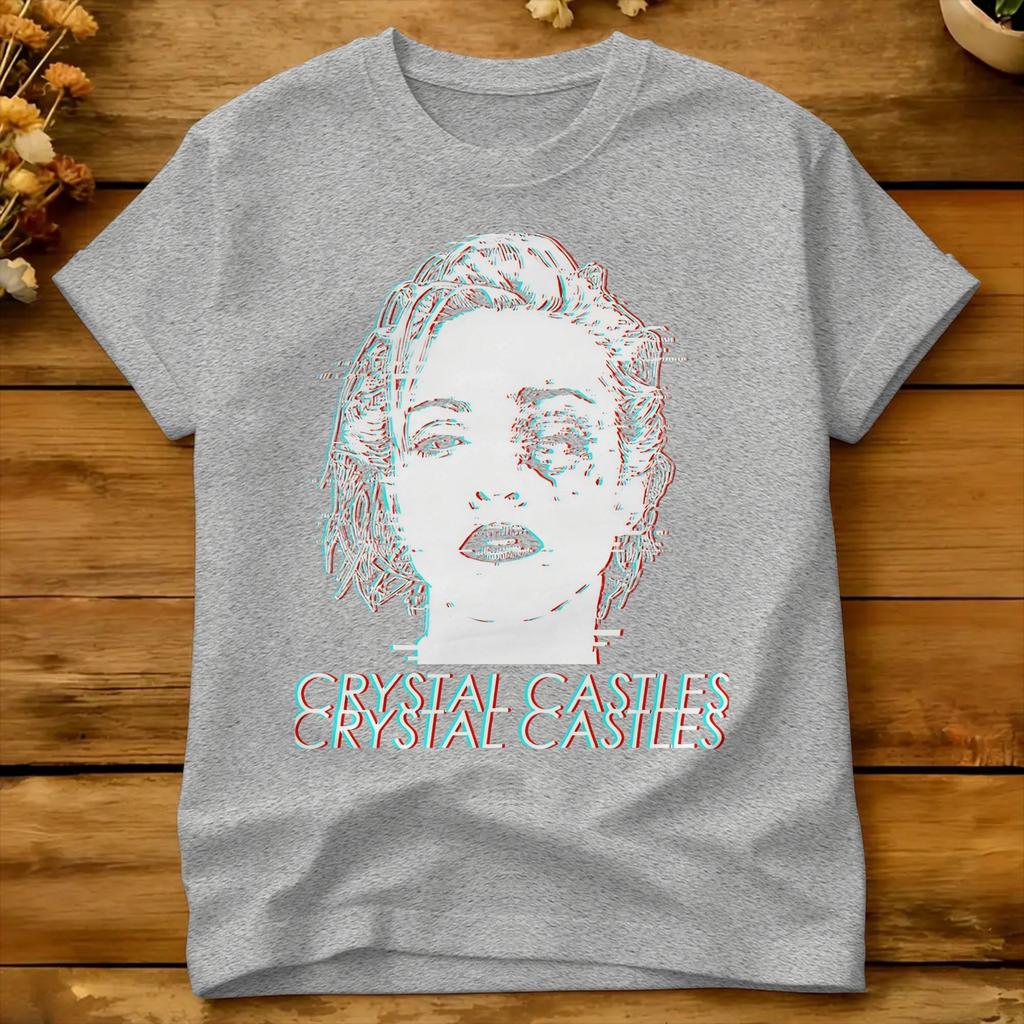 T-shirt Casual Estiva Crystal Castles Retro T-shirt di Tendenza 100% Cotone T-shirt per Unisex Estetica Magliette a Maniche Corte