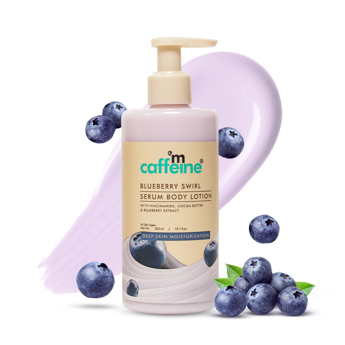 

mCaffeine Blueberry Swirl Serum Body Lotion 300 Ml Lightweight Non Greasy Moisturizer For Dry Skin Winter Hydration Soft