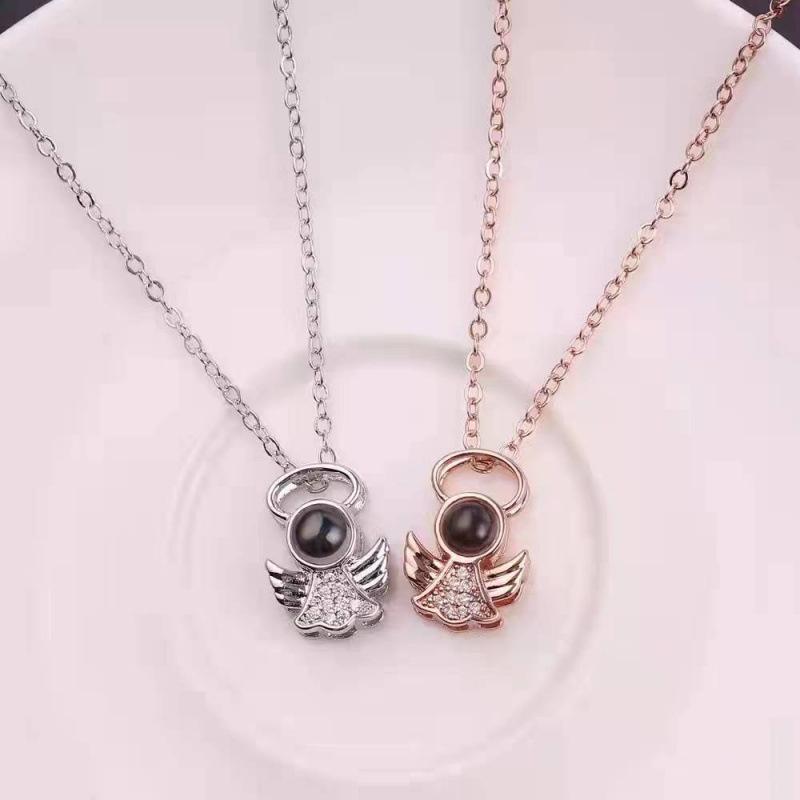 Cross Accessories Little Angel Necklace - 'I Love You' Projection in 100 Languages, Clavicle Chain, Valentine's Day, European & American Style.