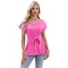European and American Fashion Spring and Summer Casual Shirt Ruffled Round Neck Women's Short-sleeved Top