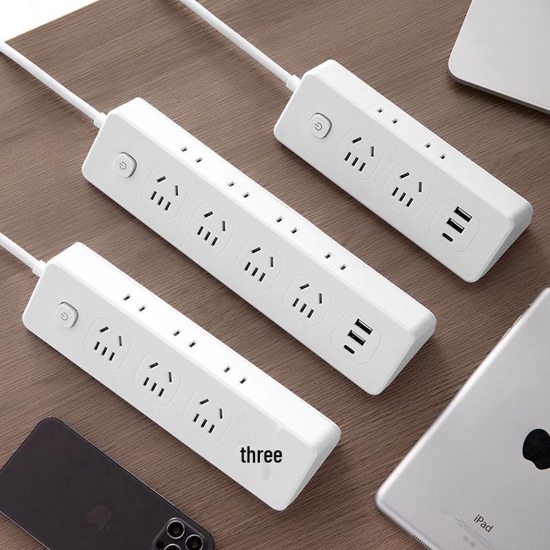 Multi-Port Triangular Power Strip with USB & Cord for Dorms