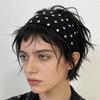 Wide Rivet Headbands Korean Style Elastic Hair Band Fashion Punk Headwrap  Headwear