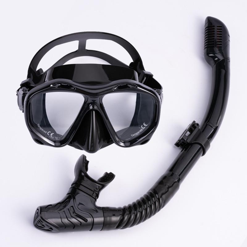16.5 * 9cm Large Frame Silicone Diving Face Mask Fully Dry Breathing Tube Outdoor Sports Snorkeling Equipment Diving Goggles Breathing Tube Set