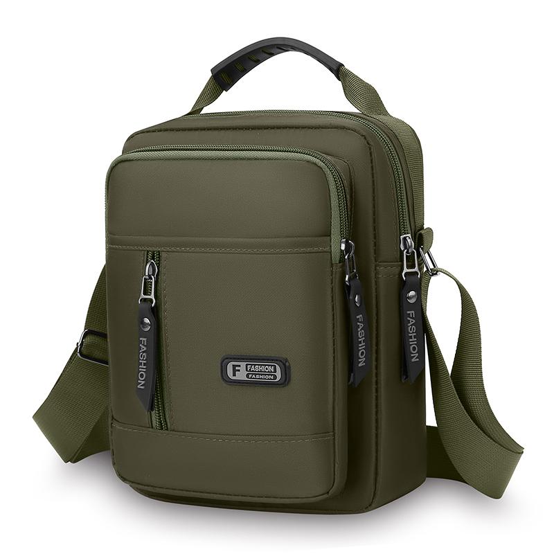 Men's Multifunctional Shoulder Bag Water-Resistant Briefcase Durable Oxford Cloth Business Tote with Multiple Compartments