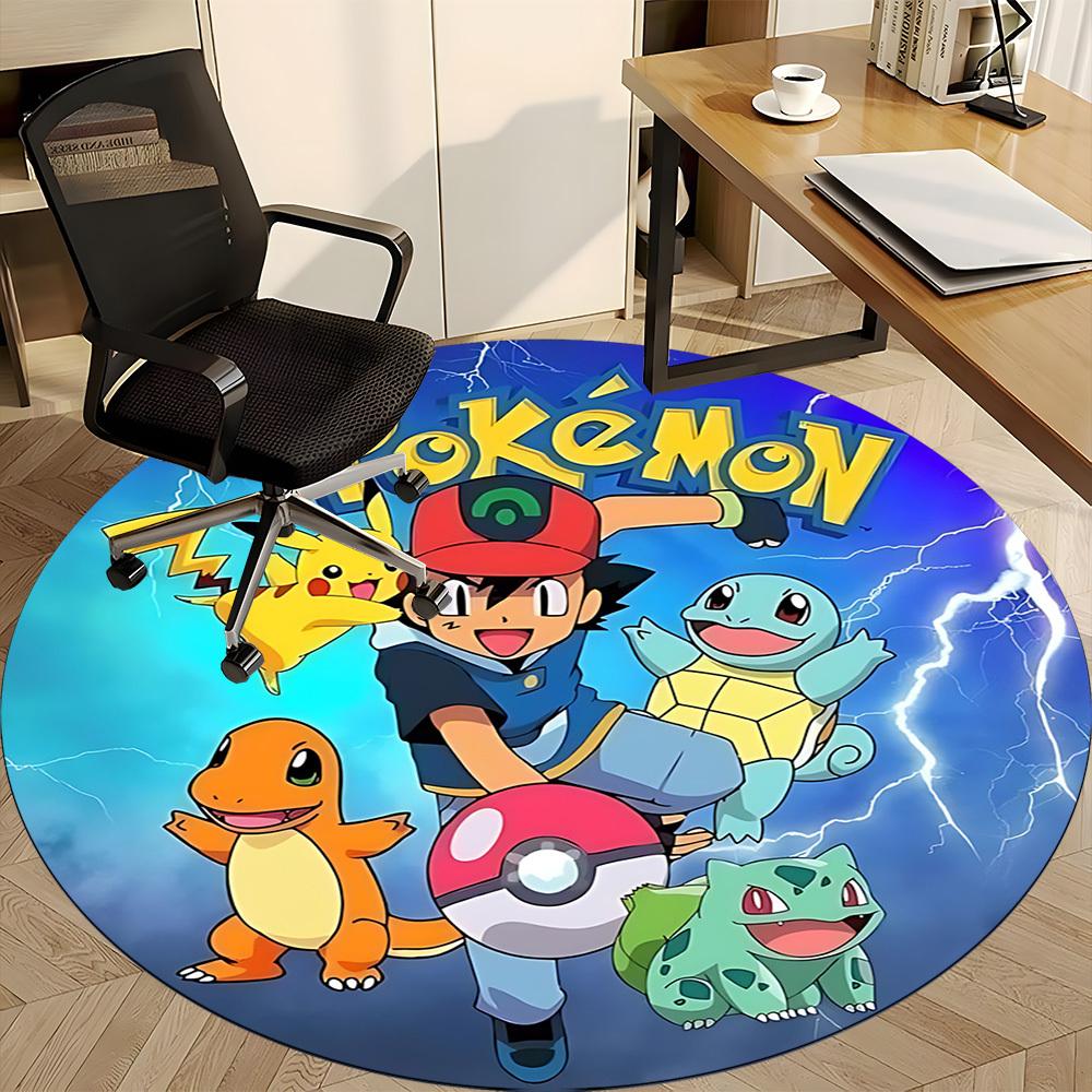 1 stuks Pokemon Personages Kantoor Ronde Vloerkleed, Binnenmat Geschikt Voor Kantoor, Slaapkamer Woonkamer Huisdecoratie, Kamerdecoratie, Offic a0928172
