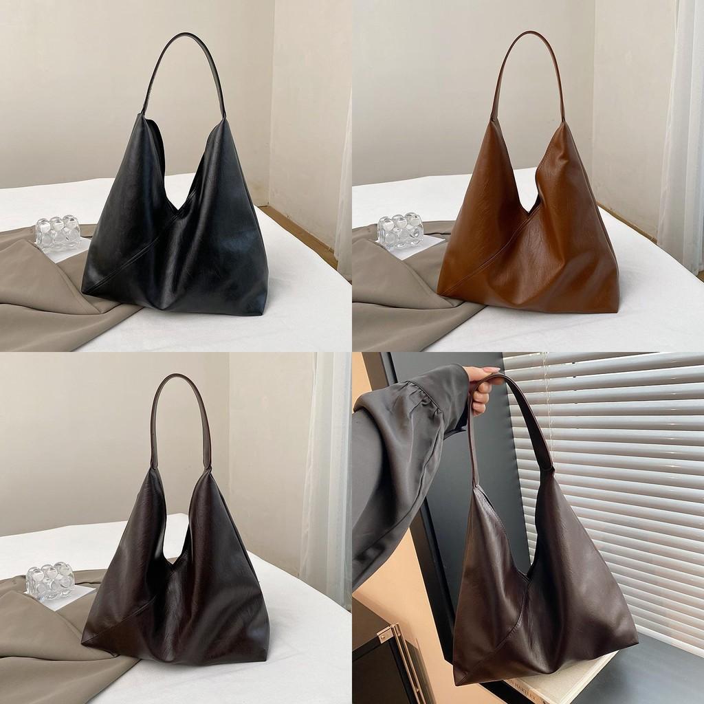 Stylish Black Brown Coffee Pu Large Tote Bag Unique Design For Women