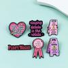 Pink Geometric Alphabet Brooch - Cute Metal Badge for Clothing & Backpack