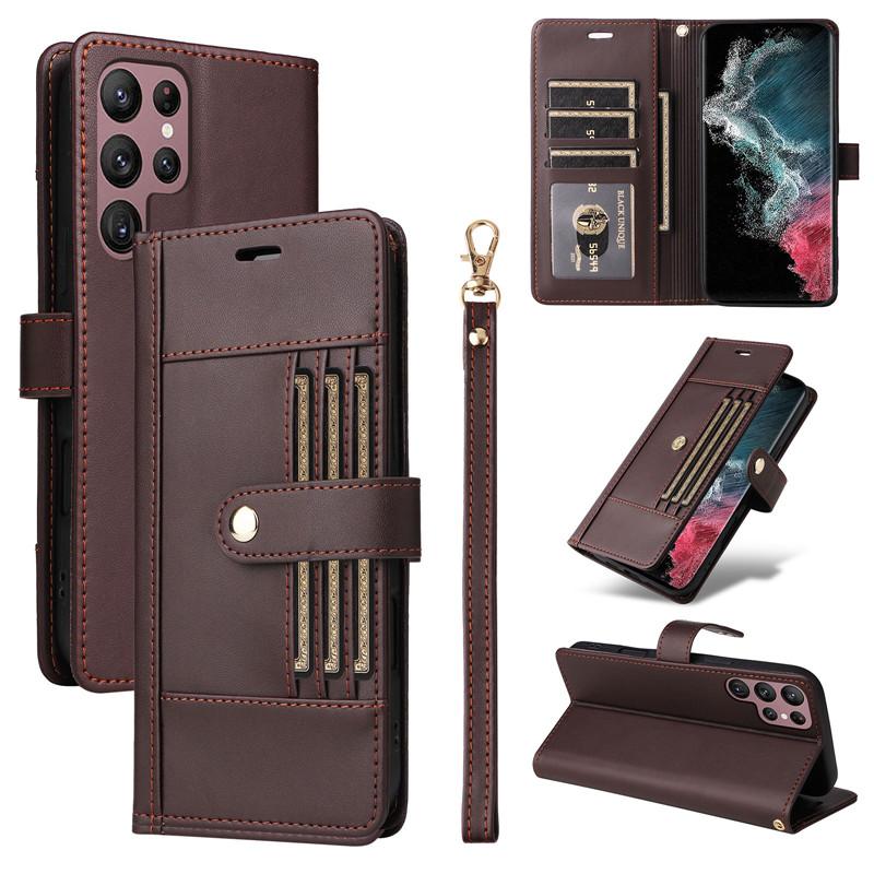 Clamshell Leather Wallet Case For Samsung Galaxy S22 Ultra S21 Plus S20 FE 5G 4G Flip Cover Phone Cases all-inclusive Business