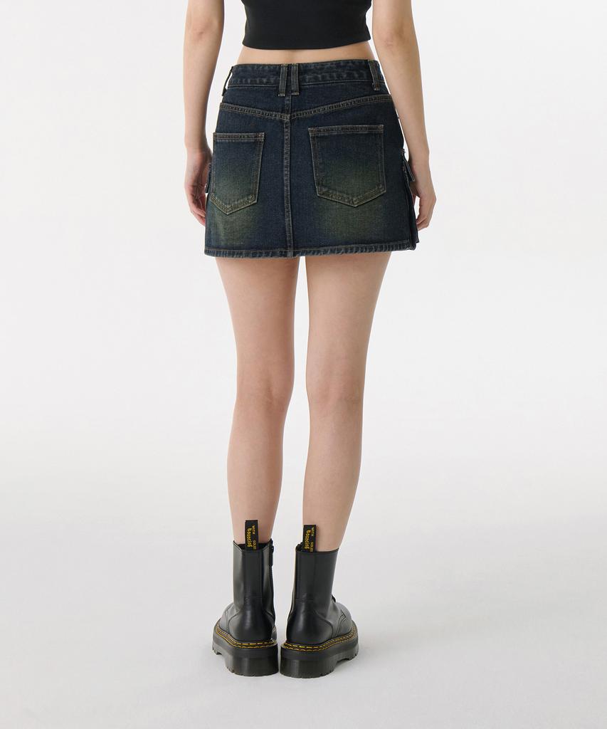 MUSINSA STANDARD WOMAN Women'S Front Open Denim Cargo Mini Skirt [Yellow Deep Indigo]