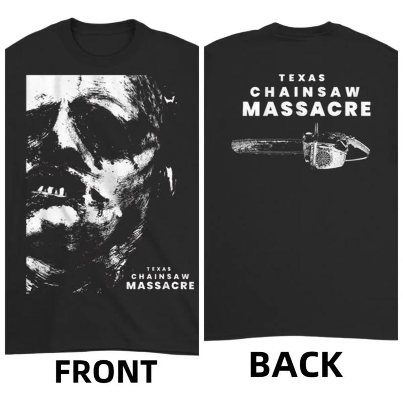2025 Summer Texas Chainsaw Front and Back T-shirt Printed Cotton Round Neck Loose Casual Trendy Top Oversized High Quality Soft