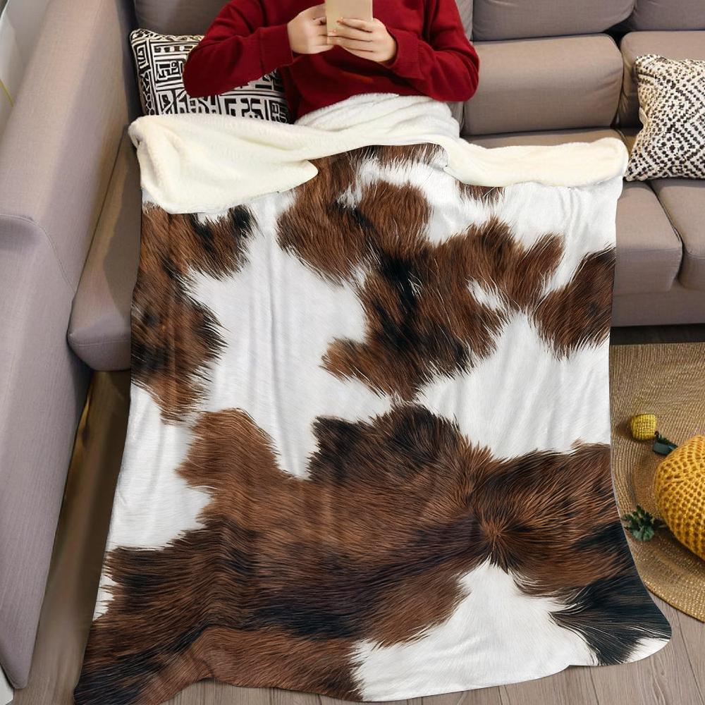 Vintage Rindsleder Strukturmuster Flanelldecke Warm Weich Halloween Weihnachten Sofa Warm Gemütlich Dekoratives Dekor für Alle Jahreszeiten