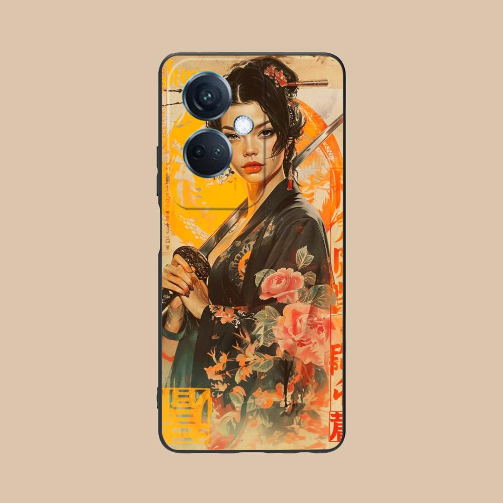 Retro Tattoo Girl Mobile Phone Case for OPPO Reno 14 13 12 11 10 9 8 7 6 5 F T Pro 5G Colorful Printing Cover Cellphones Luxury