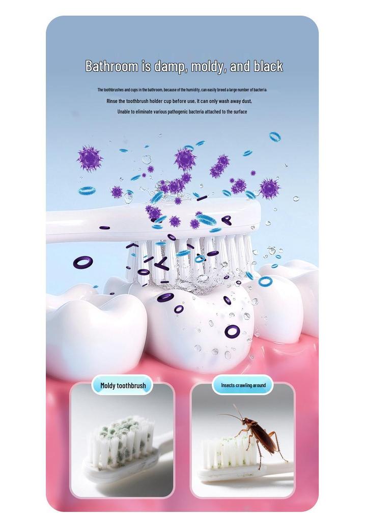 UV Toothbrush Sterilizer with Electric Drying and Punch-Free Storage for Single/Double Users