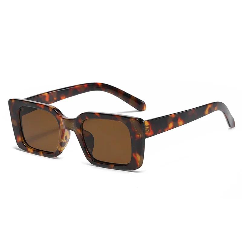 Vintage Gradient Leopard Print Women Men Square Sunglasses Luxury Designer Lenses for Beach Travel Fashion