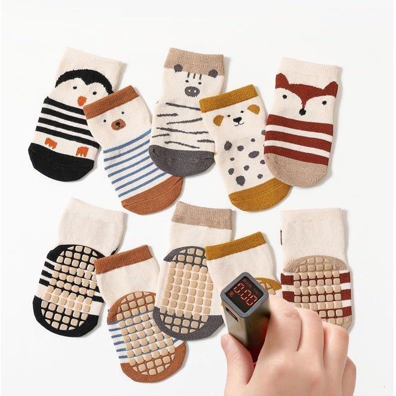 [KAGAWATH] Baby Socks, Baby Socks, Anti-Slip, Baby Socks, Cotton, Soft and Comfortable, Spring, Summer, Autumn, Winter, 5 Pair Set