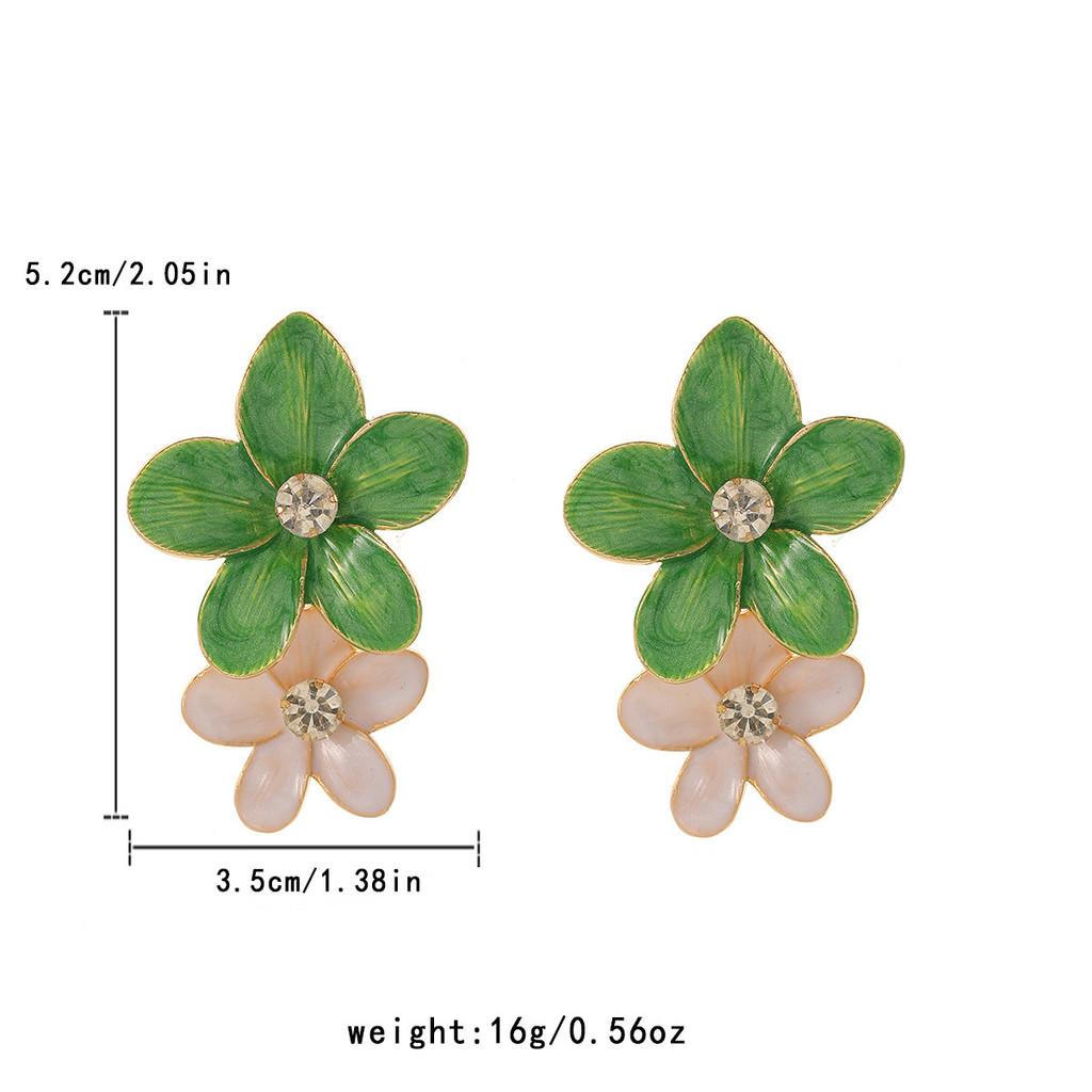 Pinkdudu Drip Glaze Rhinestone Flower Studs Fresh Sweet Vacation Temperament Earrings Elegant Floral Jewelry for Women PD2519