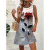 Abito estivo senza maniche da donna alla moda colorato stampa 3D versatile per vacanze al mare mini abiti comodi taglie forti 8XL morbido traspirante abito a gilet
