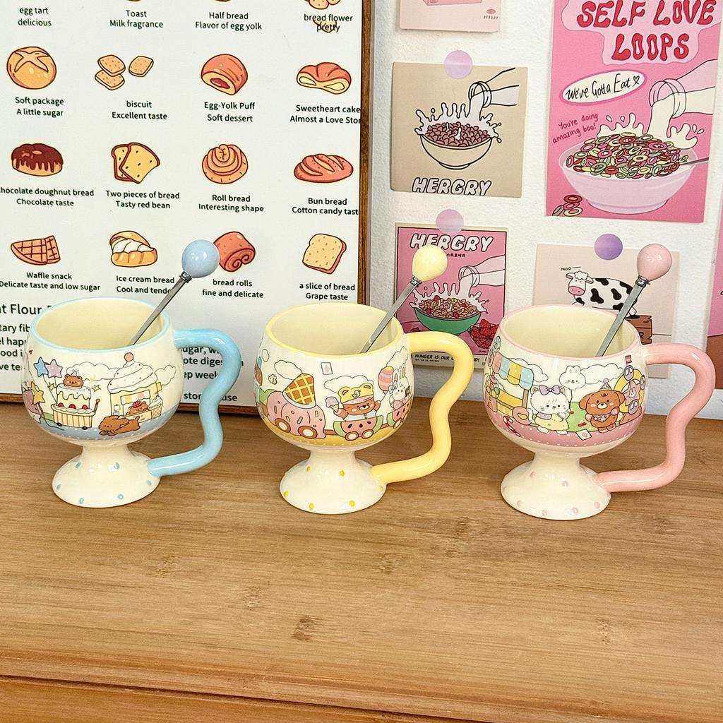 Cute Girl Goblet Cartoon Mug Ceramic Water Cup Household High-value Coffee Cup Good-looking Birthday Gift