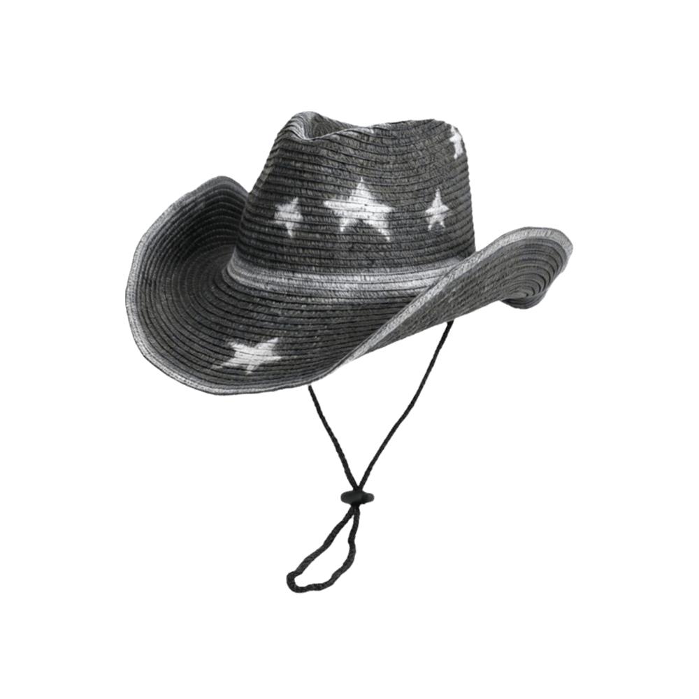 Wide Brim Western Cowboy Hat Star Cowgirl Visor Cap Classic Grass Hat Travel