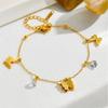 Punk Fashion Zirconia and Butterfly Charm Bracelet Female Gold Color Stainless Steel Chain Link Bracelet for Women Jewelry Gift