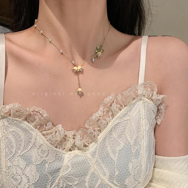 Korean Trend Gentle Temperament Zircon Water Drop Necklace, Cold Wind Simple Super Fairy Girlfriend Collarbone Chain Woman