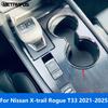 For Nissan X-trail Xtrail Rogue - 2024 2025 Carbon Fiber Center Console Water Cup Holder Frame Accessories Car Styling