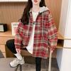 Retro Plaid Style Women's Coat with Hood Casual Mid-length Women's Top Thin Women's Spring Coat