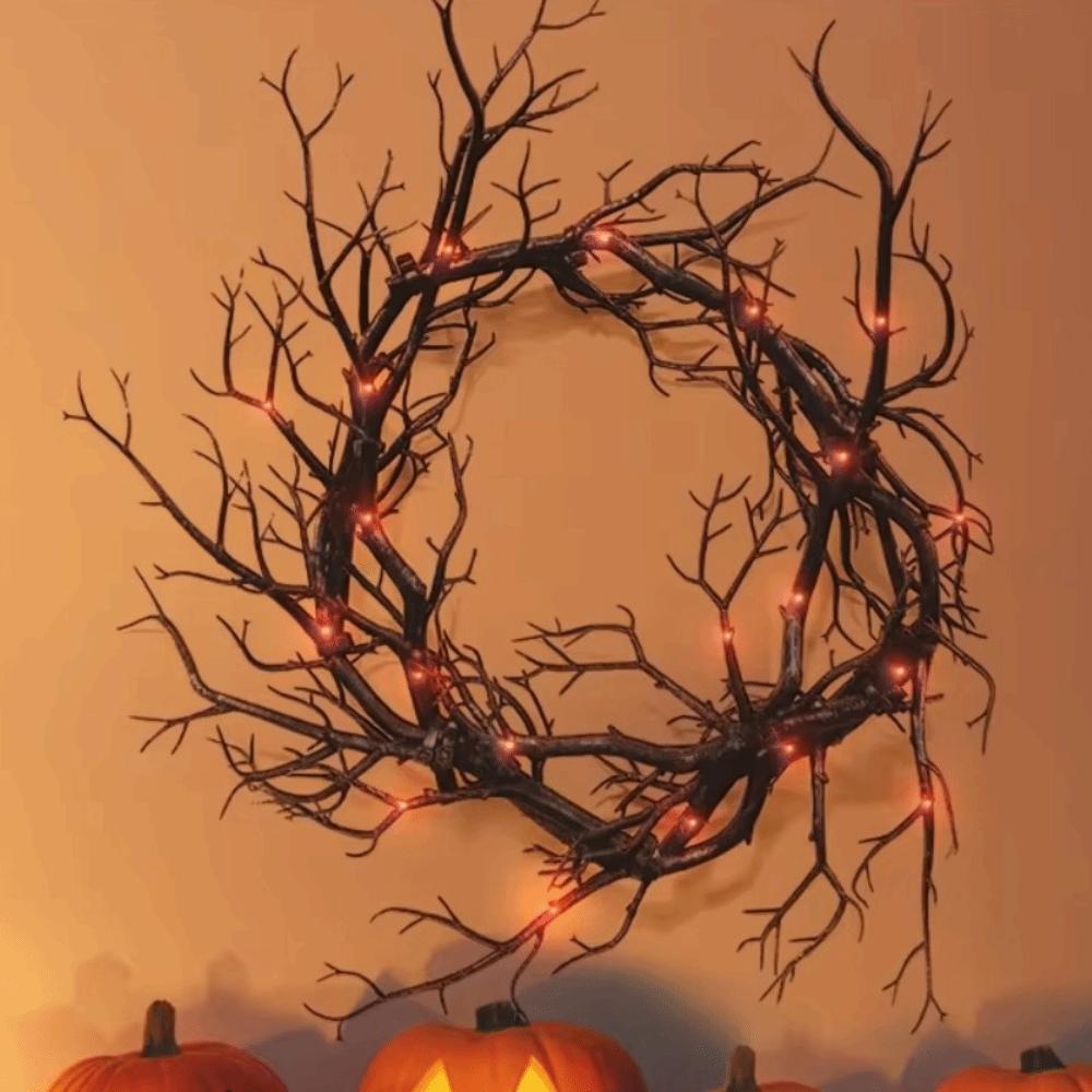 Artificial Twisted Twigs Halloween Black Branch Garland Wall-Mounted Halloween Spooky Wreath Bar
