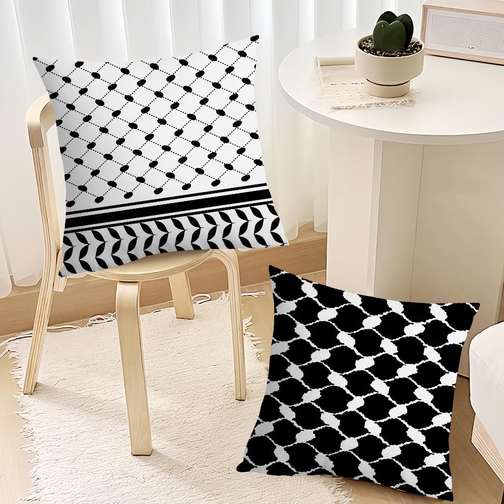 Arabische Keffiyeh Traditionelles Muster Sofa Wohnzimmer Schlafzimmer Kopfteil Rückenlehne Kissen Quadratisches Kissen Nickerchen Kissenbezug