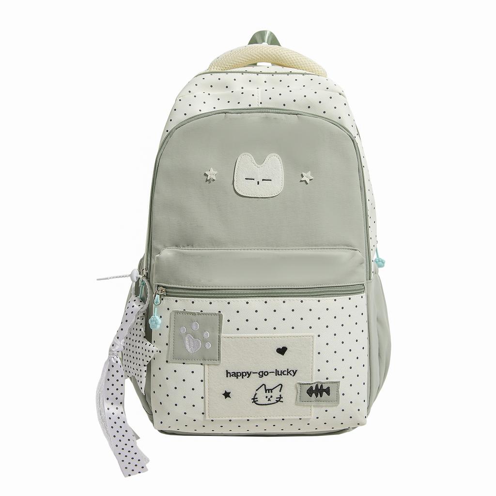 Zaino scolastico giapponese nuovo di alta qualità fresco e dolce gatto carino pois zaino studenti delle scuole medie zaino da viaggio leggero