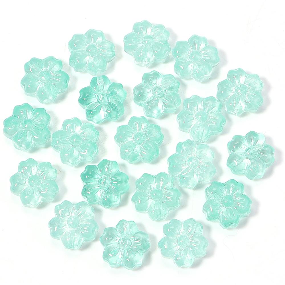 30pcs/lot 14mm Cherry Blossom Glass Beads Colorful Flower Lampwork Beads Loose Spacer Beads For Jewelry Making DIY Accessories