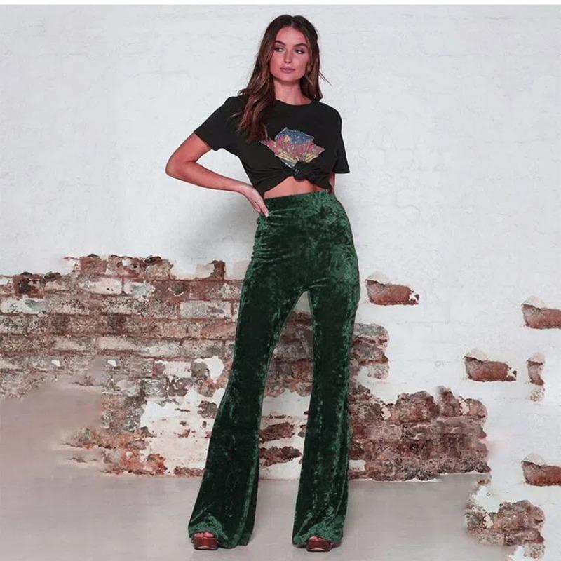 Nuovi Pantaloni a Zampa in Velluto da Donna, Pantaloni a Vita Alta Gamba Larga con Controllo Pancia & Effetto Sollevante, Pantaloni Casual Invernali Snellenti