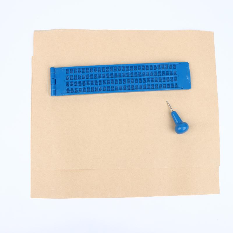 Mini Size Braille Writing Plate Kit for Blind People Portable Braille Board with Stylus Paper for Outdoor Trip Use