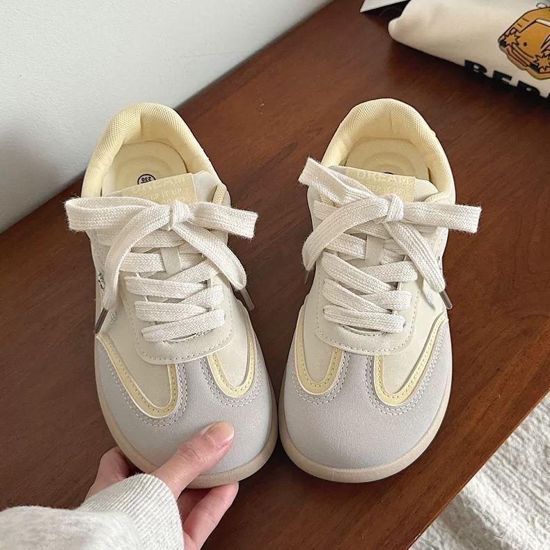 Puff Bear Pattern Board Shoes Women's New Spring Versatile Little White Shoes Retro Thick Sole