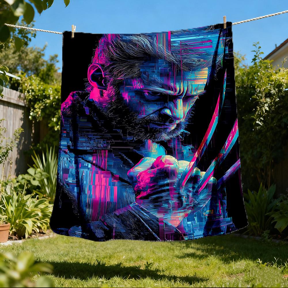 1pc Wolverine Outdoor Flannel Blanket Gift For Boys Girls Adults, Family Friends