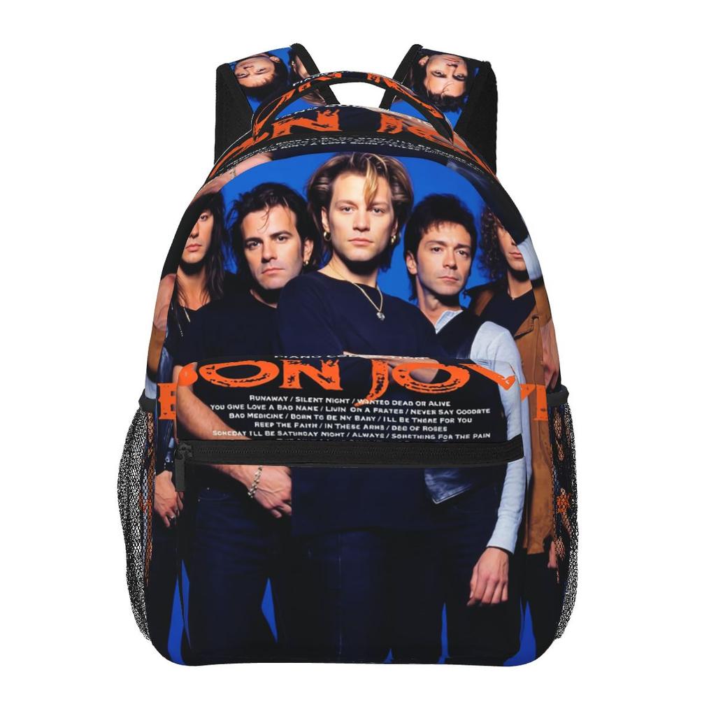 Bon Jovi Grunge Band Forever TOUR Student Backpack School Bag Hiking Travel Daypack for Boys Girls Fashion Bookbag Shoulder Bags