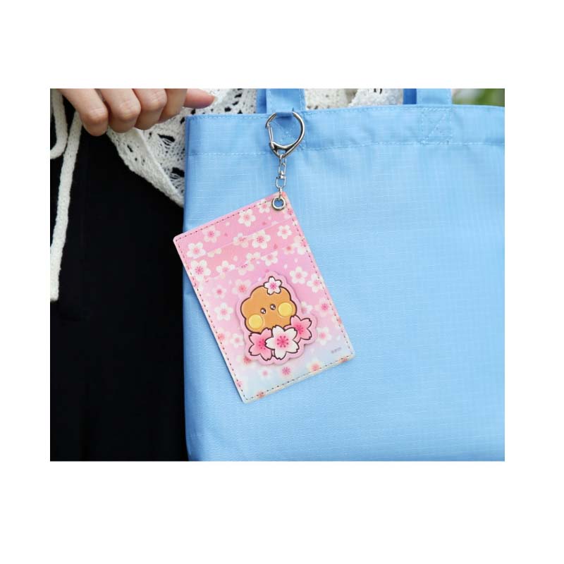 BTS BT21 Official Minini PU Leather Patch Card Holder CHEERY BLOSSOM Authentic