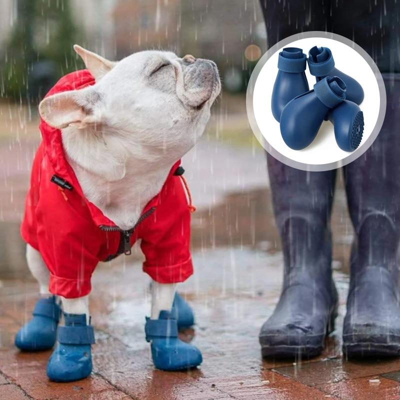 4Pcs Waterproof Pet Cat Rainshoes Anti-slip Silicone Pet Dog Rain Boots Outdoor Rubber Boot For Small Medium Large Dogs Cats