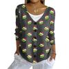 Women's Fashion Casual Knit Sweater Button-Up Christmas Print Cardigan Jacket