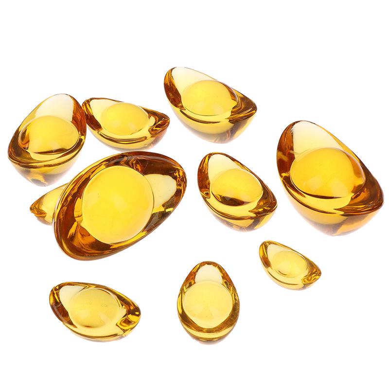 1Pcs Citrine Ingot Money Wealth Feng Shui Chinese Ancient Gold Ingot Mascot