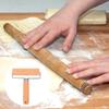 Ergonomic Handle Wooden Baking Roller With Steel Rings Rolling Pin For Effortlessly Dough Kneading And Space Saving