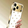 Golden Polka Dot Pattern Metallic Tempered Glass Phone Case For iPhone 11 12 13 14 15 16 17 18 Pro Max 14 Plus 17 Air 16E Cover