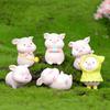 Whimsical Cartoon Pig Figurine Ornament Resin Piggy Statue Miniatures Decoration