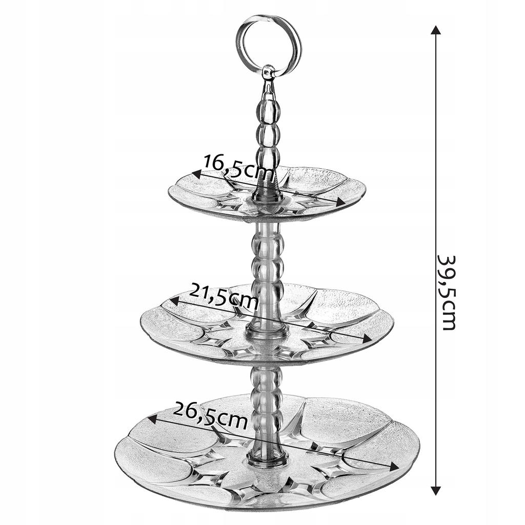 KADAX Patera Na Ciasto Szklana Owoce 3 Piętrowa Okrągła Talerz Na Ciasta