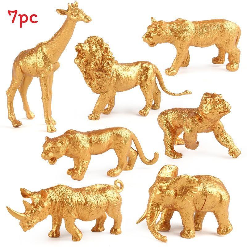 

Жираф Лев Носорог Дикая природа Золотая Фигурка Настольное Украшение Набор Подарок Дисплей