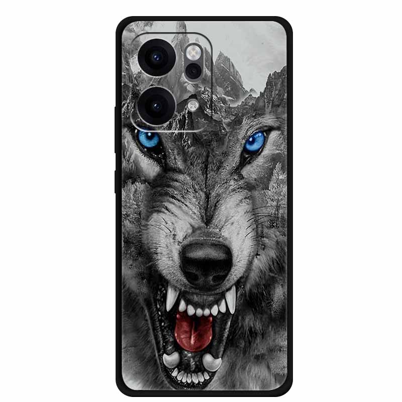 For Oppo Reno14 Pro 5G Case Animals Soft Silicone TPU Phone Cases Back Cover for Oppo Reno 14 Lion Shockproof Cool Wolf Capa