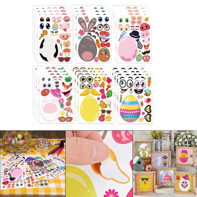 24Pcs Easter Make A Face Stickers Decorations Self Sticky Decorative Basket Stuffers for