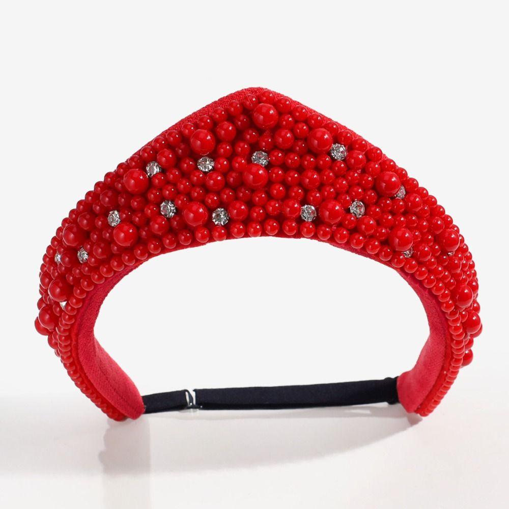 Elegant Velvet Crown Headband Baroque Triangle Sponge Hairband Classical European American Style Pearl Rhinestone Hair Hoop