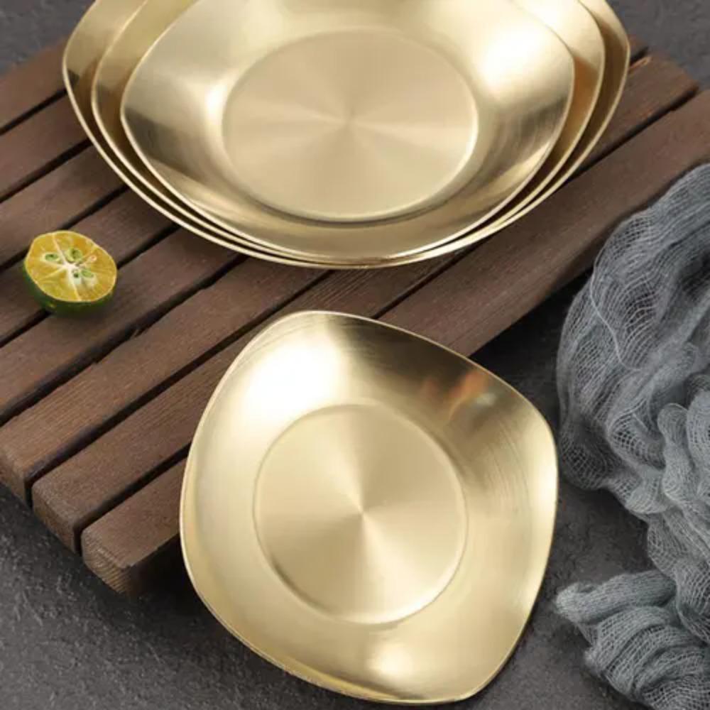 Stainless Steel Seasoning Dish Golden Korean Pickle Dishes Bone Dish   Table Sauce Appetizer