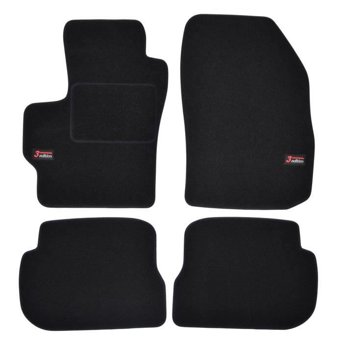 Tapis de sol - Logo - Mazda 3 - Velours noir - 4 pièces - Ajustement précis